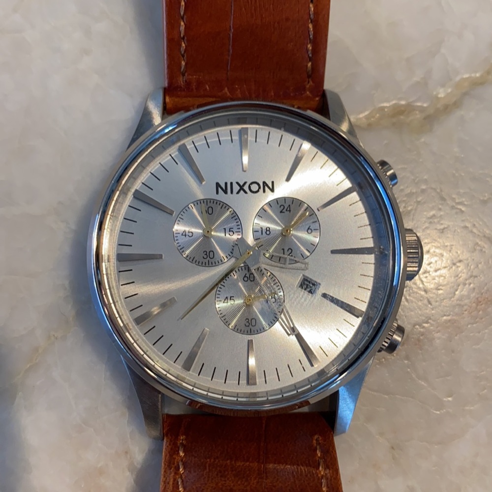 Nixon Sentry Chrono Leather (Saddle Gator) Watch